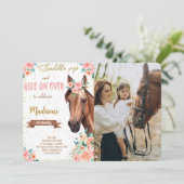 Editable Brown Horse Foto Einladung (Stehend Vorderseite)