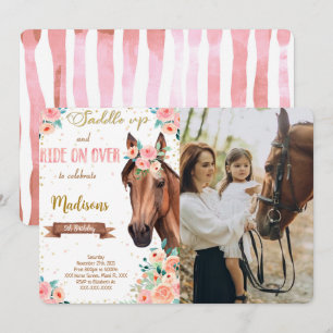 Editable Brown Horse Foto Einladung