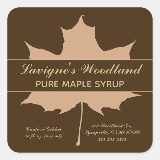 Editable Brown Maple Leaf Quadratischer Aufkleber (Vorderseite)