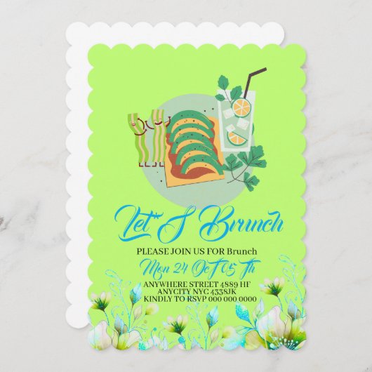 Editable Brunch Invitation, Let's Brunch Invitatio Save The Date (Vorne/Hinten)