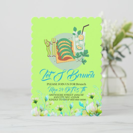 Editable Brunch Invitation, Let's Brunch Invitatio Save The Date (Stehend Vorderseite)