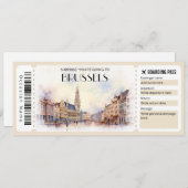 Editable Brussels Belgien Flugzeug Boarding Pass Einladung (Vorne/Hinten)
