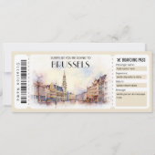 Editable Brussels Belgien Flugzeug Boarding Pass Einladung (Vorderseite)