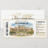 Editable Bucharest Plane Boarding Pass Ticket Einladung (Vorne/Hinten)