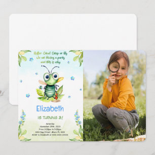 Editable Bug Birthday Foto Einladung