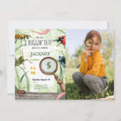 Editable Bug Birthday Foto Einladung (Vorderseite)
