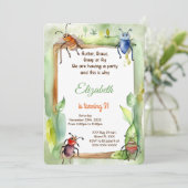 Editable Bug Birthday Party Einladung (Stehend Vorderseite)
