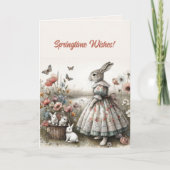 Editable Bunnies Springtime wünscht frohe Ostern Karte (Vorderseite)