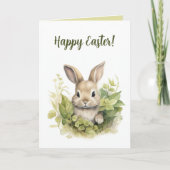 Editable Bunny und Blätter Osterfest Karte (Vorderseite)