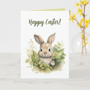 Editable Bunny und Blätter Osterfest Karte