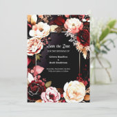 Editable Burgundy Romance Save The Date (Stehend Vorderseite)