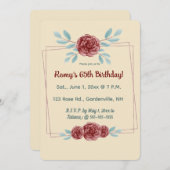 Editable Burgundy Roses in a Double Gold Frame Einladung (Vorne/Hinten)