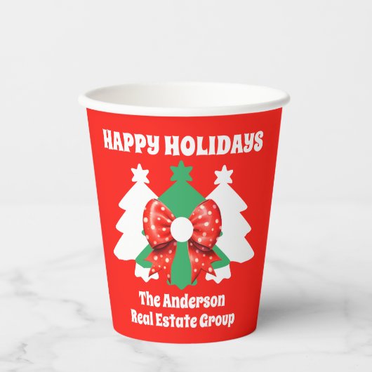 Editable Business Happy Holidays Weihnachts-Party Pappbecher (Vorderseite)