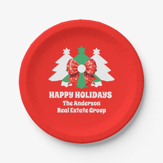Editable Business Happy Holidays Weihnachts-Party Pappteller (Vorderseite)