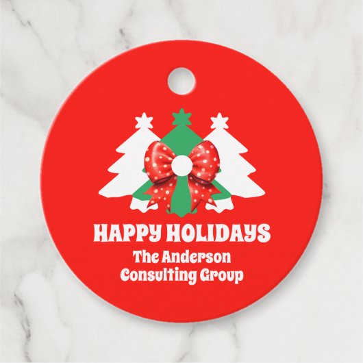 Editable Business Logo Happy Holidays Corporate Geschenkanhänger (Vorderseite)