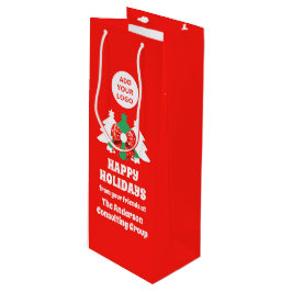 Editable Business Logo Happy Holidays Corporate Geschenktüte Für Weinflaschen
