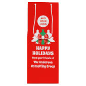 Editable Business Logo Happy Holidays Corporate Geschenktüte Für Weinflaschen (Vorderseite)
