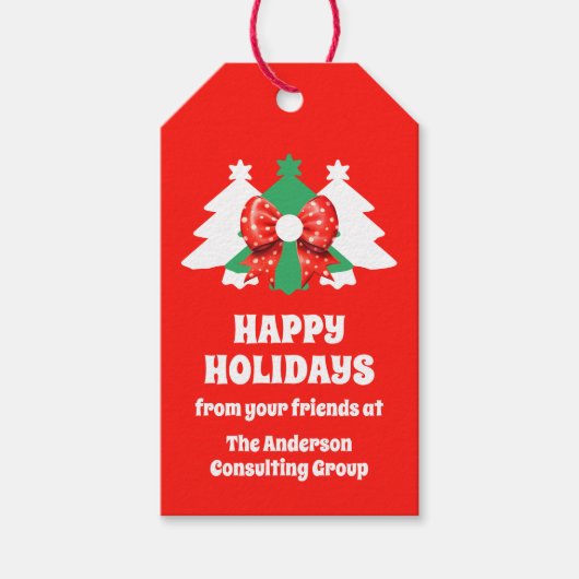 Editable Business Logo Happy Holidays Weihnachten Geschenkanhänger (Vorderseite)