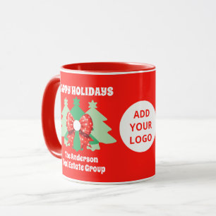 Editable Business Logo Happy Holidays Weihnachten Tasse
