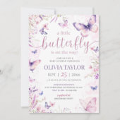 Editable Butterfly Baby Shower Invitation, Pink Einladung (Vorderseite)