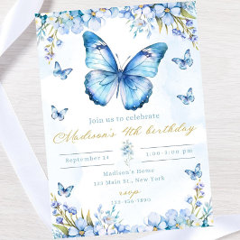 Editable butterfly birthday invitation-blue butter einladung