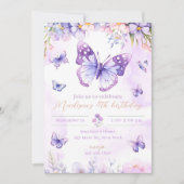 Editable butterfly birthday invitation purple einladung (Vorderseite)