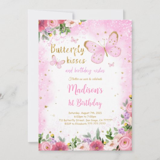 Editable Butterfly Einladung (Vorderseite)