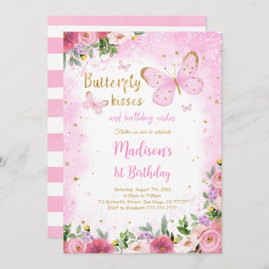 Editable Butterfly Einladung (Vorne/Hinten)