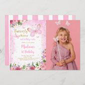 Editable Butterfly Foto Einladung (Vorne/Hinten)