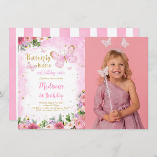 Editable Butterfly Foto Einladung