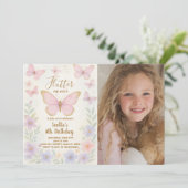 Editable Butterfly Geburtstagsparty Einladung (Stehend Vorderseite)