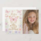 Editable Butterfly Geburtstagsparty Einladung (Vorne/Hinten)