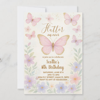 Editable Butterfly Geburtstagsparty Einladung