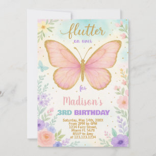 Editable Butterfly zum Geburtstag Einladung