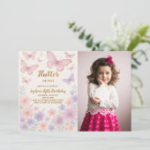 Editable Butterfly zum Geburtstag Einladung für Mä (Stehend Vorderseite)