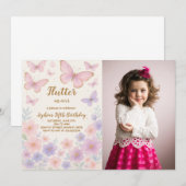 Editable Butterfly zum Geburtstag Einladung für Mä (Vorne/Hinten)