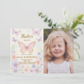 Editable Butterfly zum Geburtstag Einladung für Mä (Stehend Vorderseite)