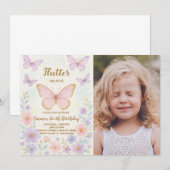 Editable Butterfly zum Geburtstag Einladung für Mä (Vorne/Hinten)