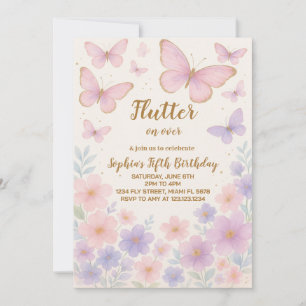 Editable Butterfly zum Geburtstag Einladung für Mä