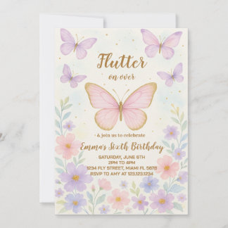 Editable Butterfly zum Geburtstag Einladung für Mä