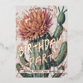 Editable Cactus Birthday Party Foil Einladung (Vorderseite)