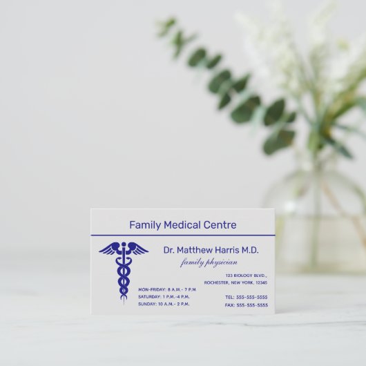 Editable Caduceus Medical Beruflich Business Visitenkarte (Stehend Vorderseite)