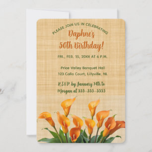 Editable Calla Lilies auf Beige Linen Einladung