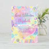 Editable Candy Birthday Einladung (Stehend Vorderseite)