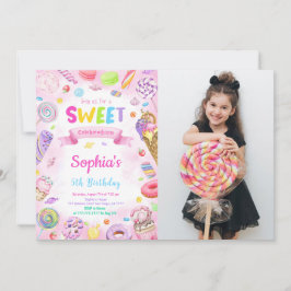 Editable Candy Birthday Foto Einladung