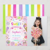 Editable Candy Birthday Foto Einladung (Vorne/Hinten)