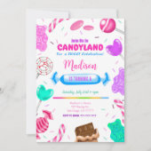 Editable Candy land Birthday Einladung (Vorderseite)