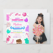 Editable Candy Land Birthday Foto Einladung (Vorderseite)