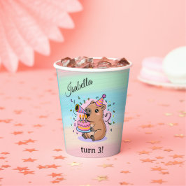 Editable Capybara Birthday Party Cup Pappbecher