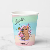 Editable Capybara Birthday Party Cup Pappbecher (Vorderseite)